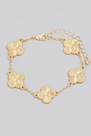 Metallic Clover Chain Link Bracelet