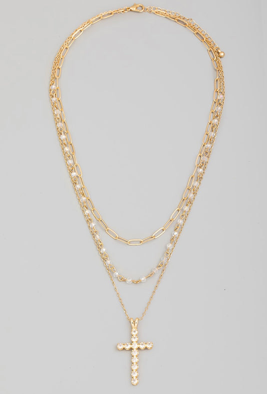 Layered Cross Chain Necklace