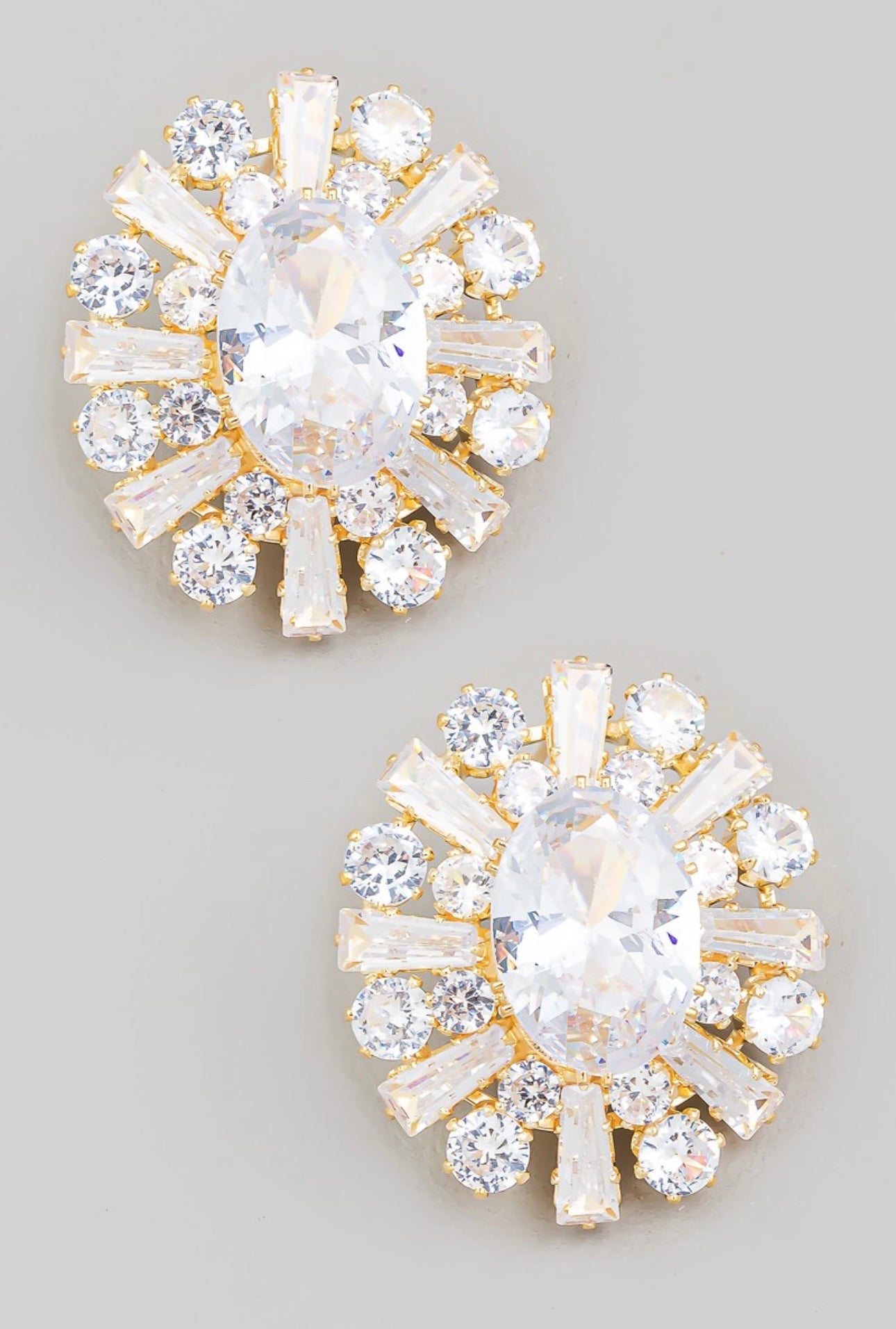 Oval Rhinestone Stud Earrings