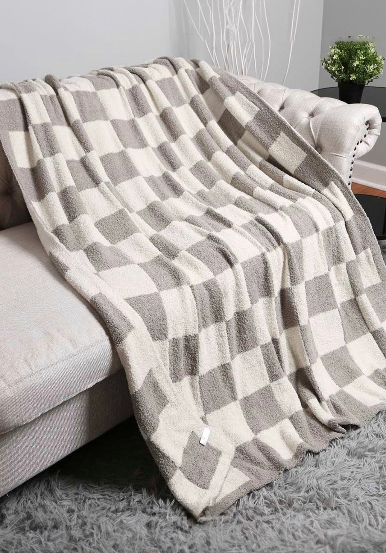 Grey Checkered Blanket