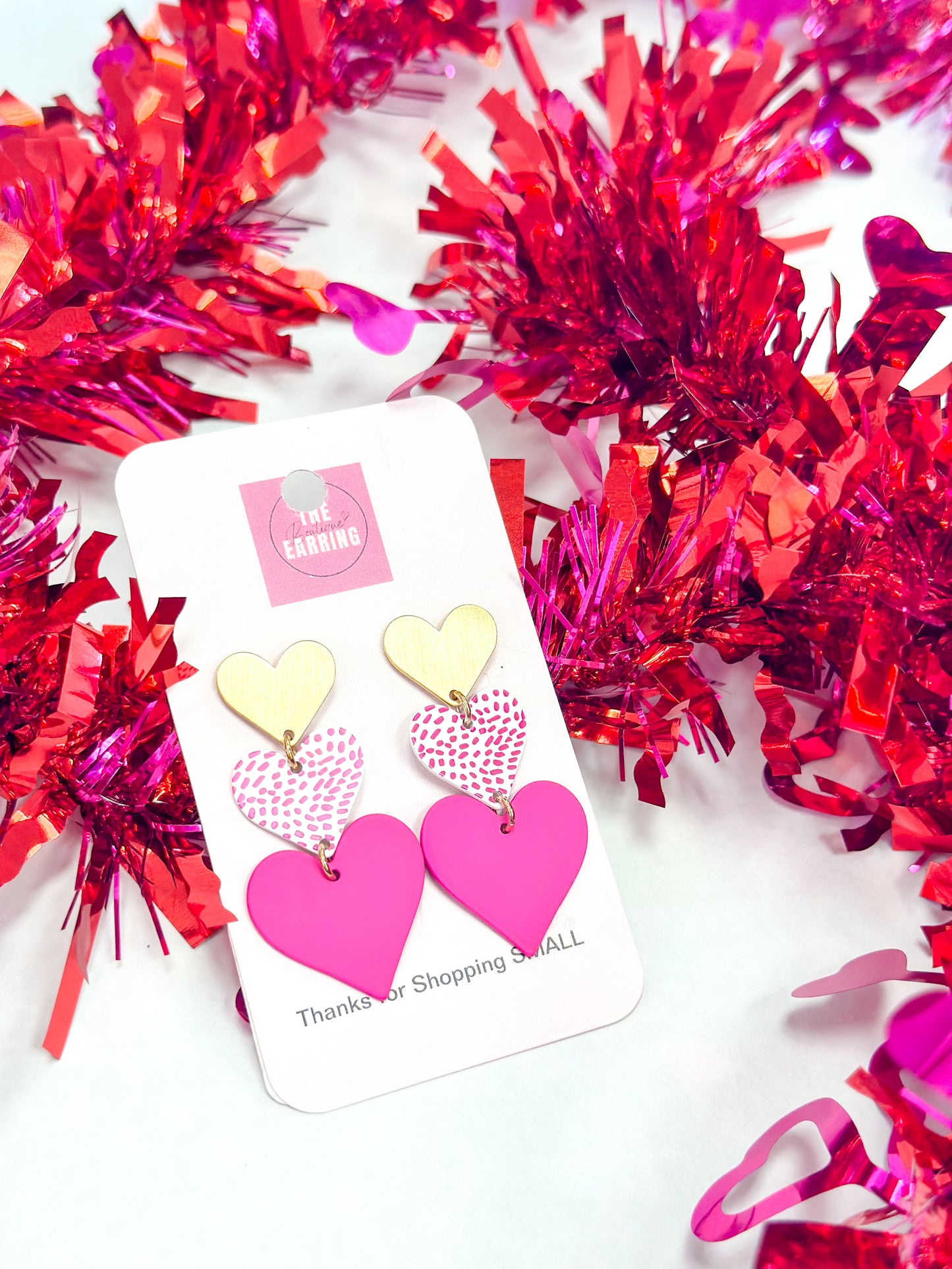 Pink Heart Trio Earrings