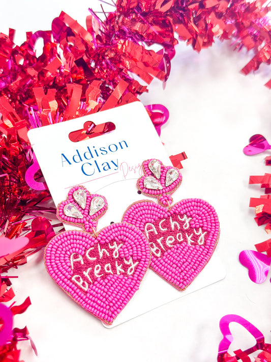 Pink Achy Breaky Heart Earrings