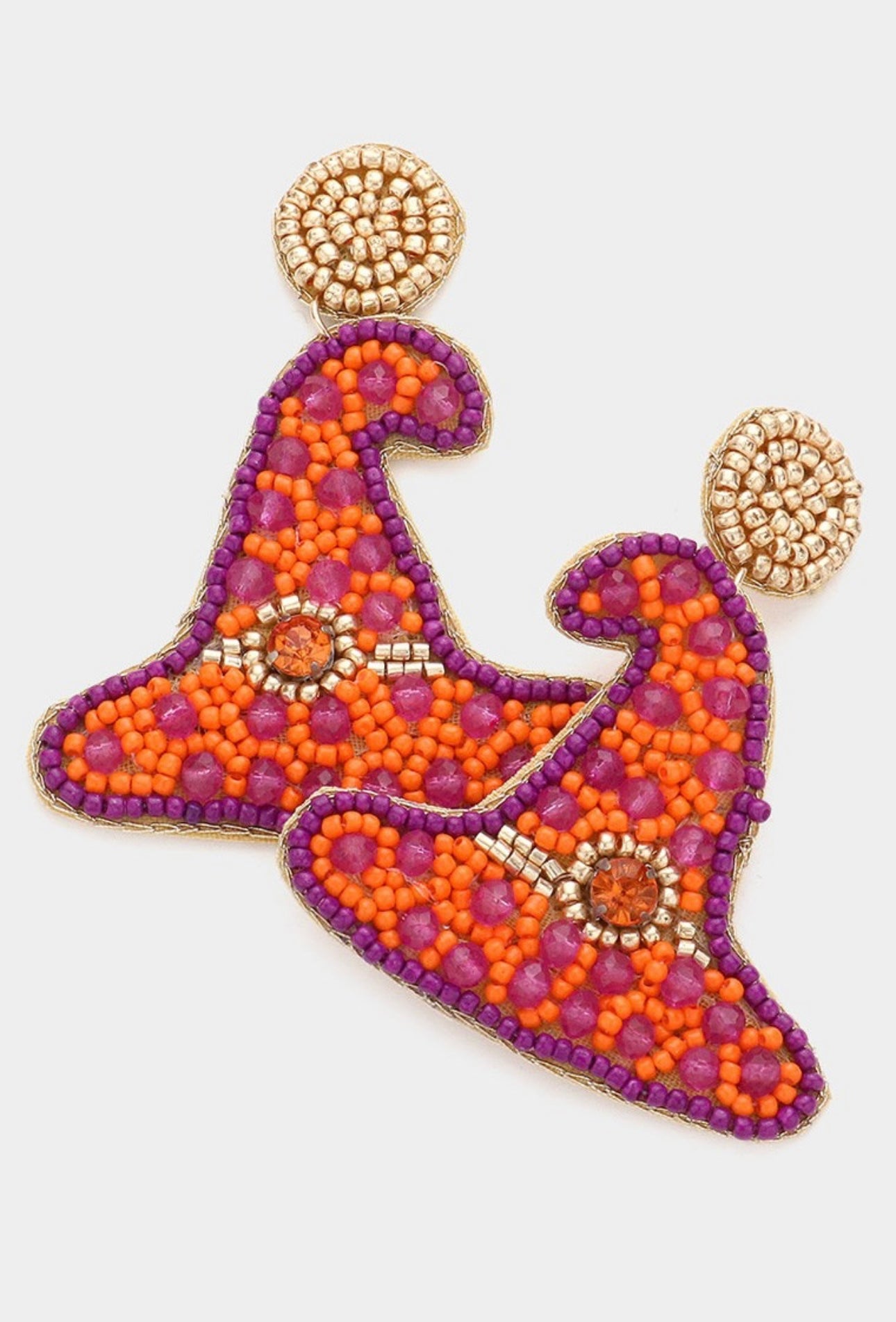 Colorful Beaded Witch Hat Earring