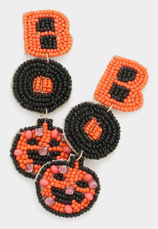 Black/Orange Boo Dangle Earring