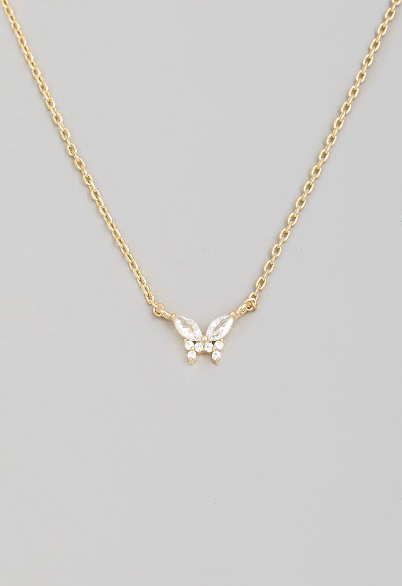 Mini Rhinestone Butterfly Necklace