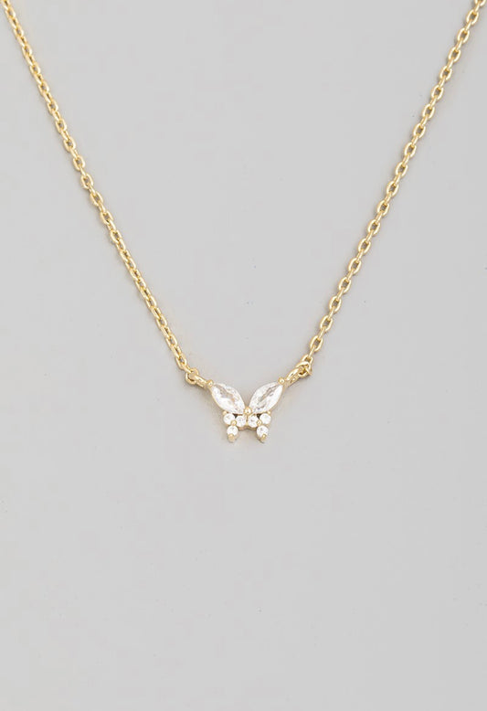 Mini Rhinestone Butterfly Necklace