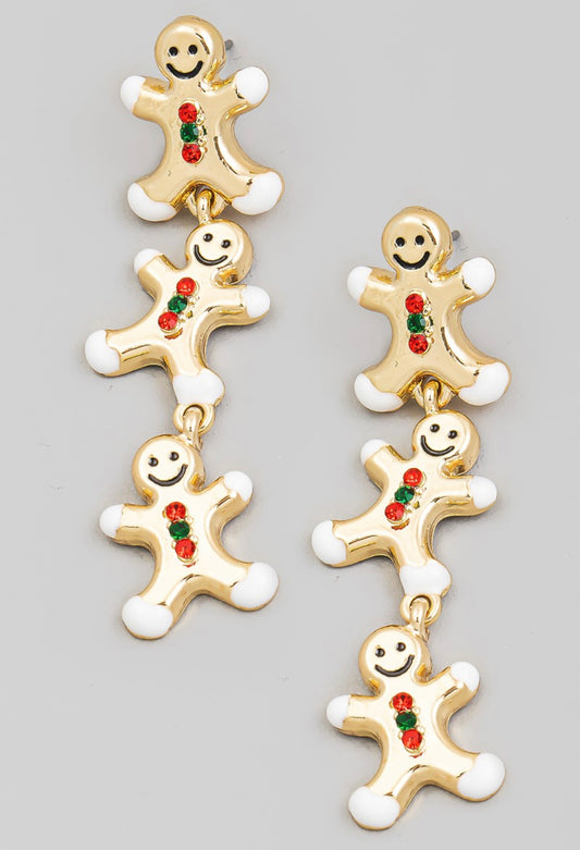 Golden Gingerbread Man Link Earrings