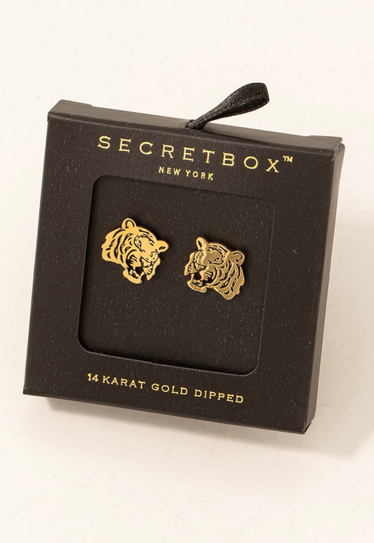 Gold Tiger Head Studs