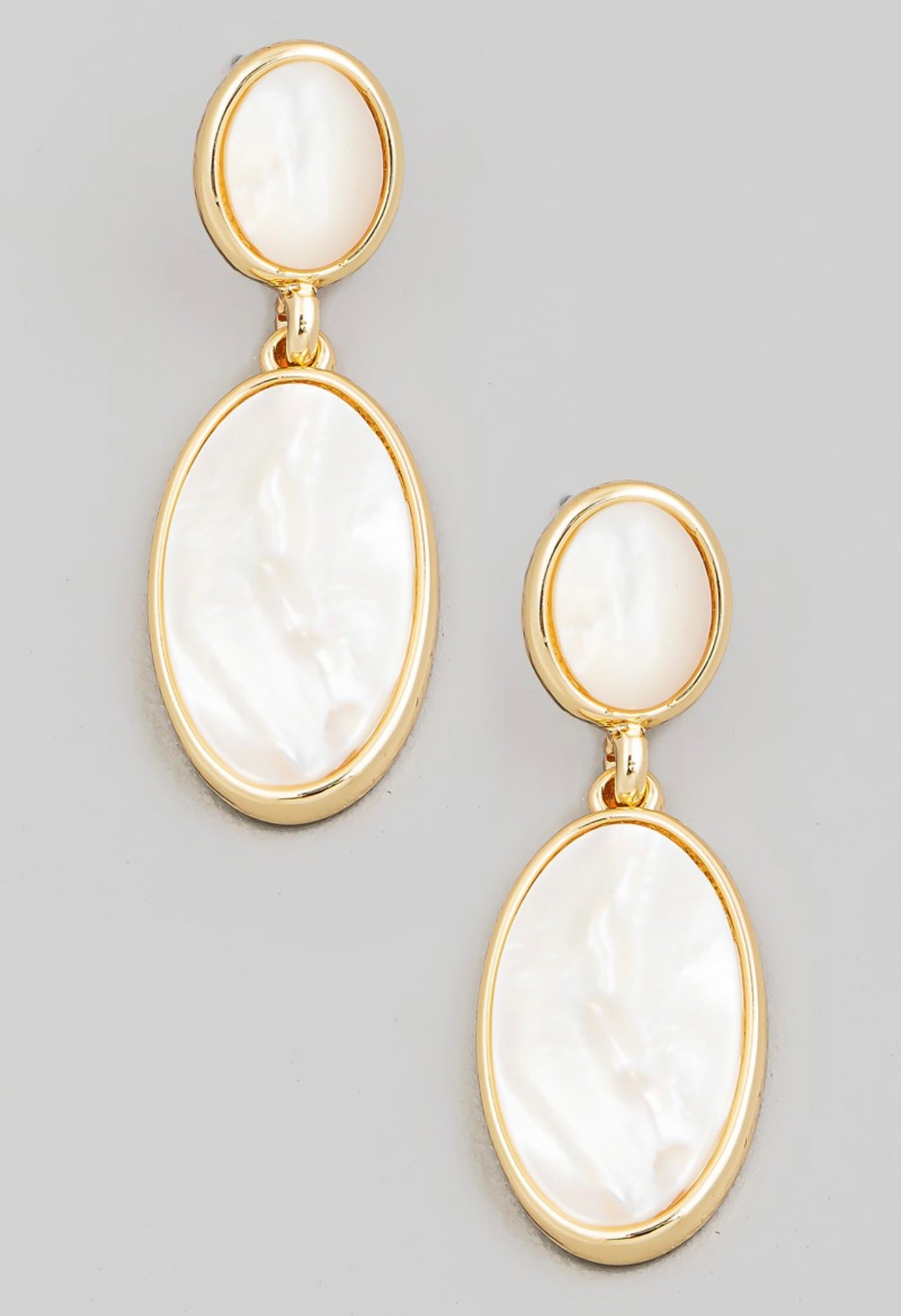 Oval Mother of Pearl Drop Earrings