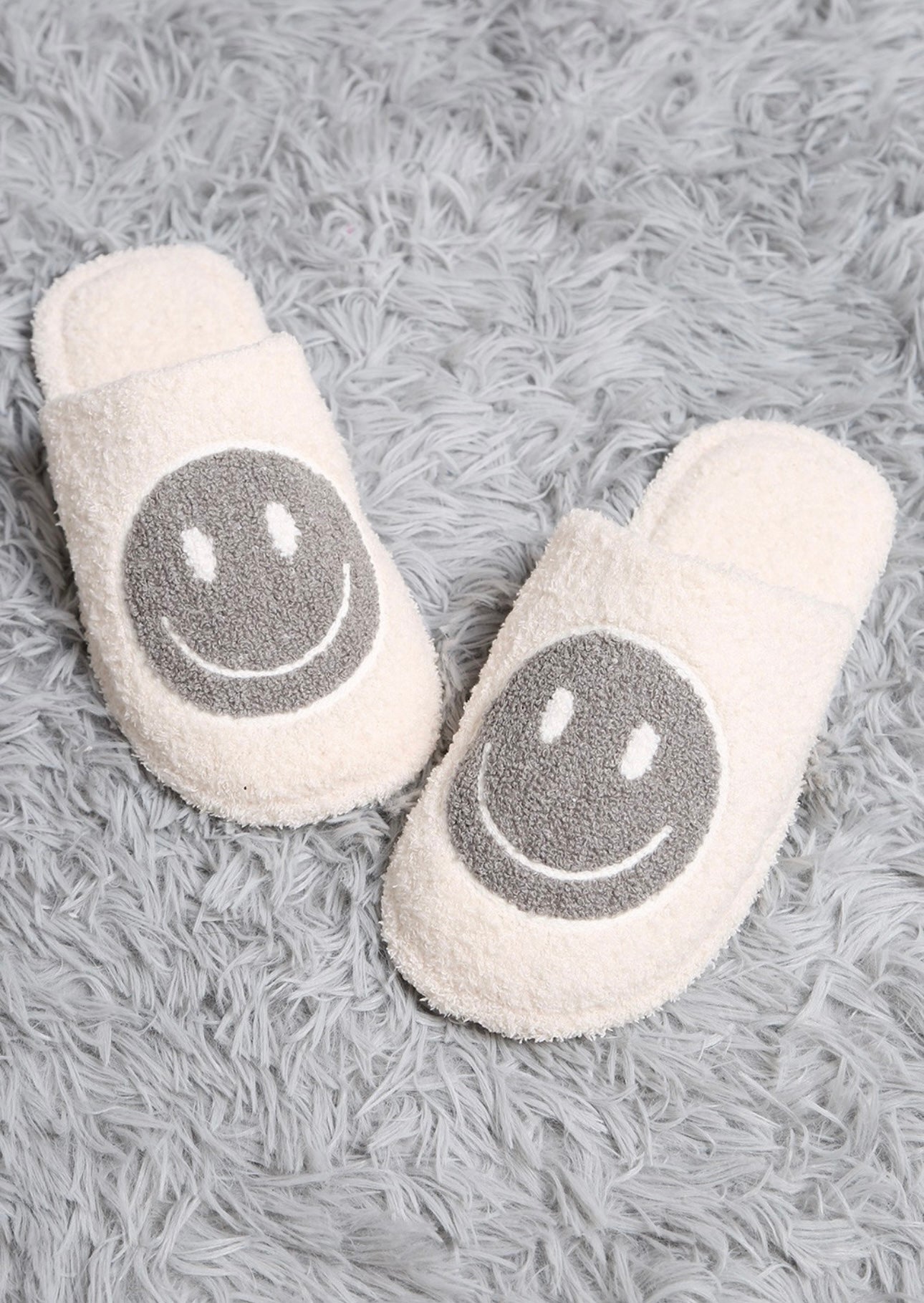 Gray Smiley Slippers