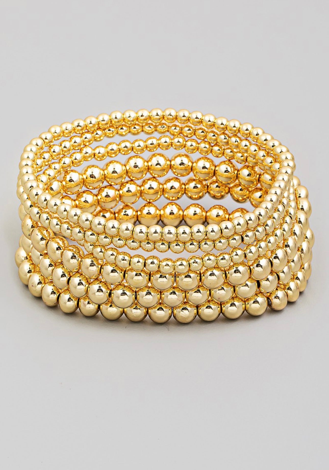 Metallic Ball Beaded Stackable Bracelet Set