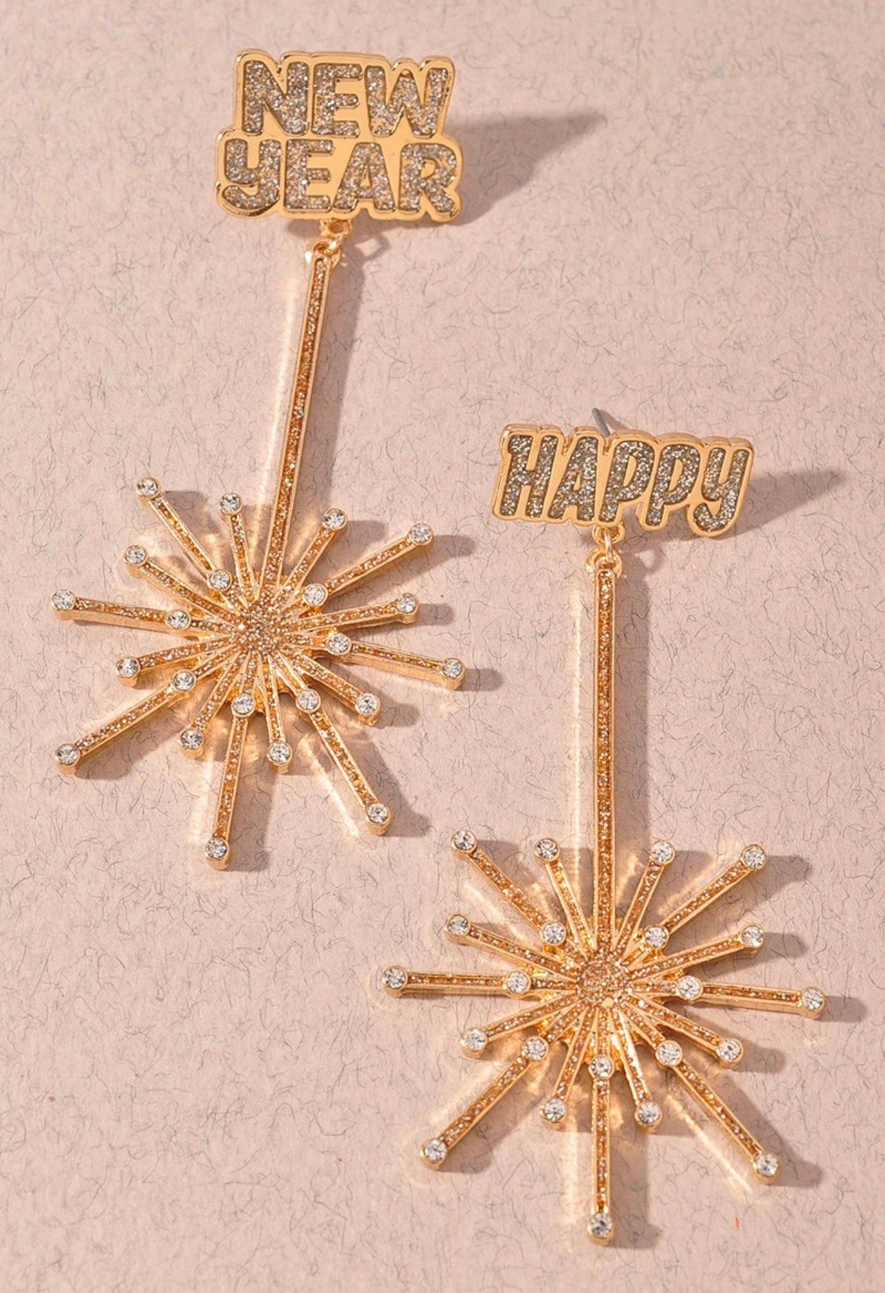 Gold Happy New Year Earrings