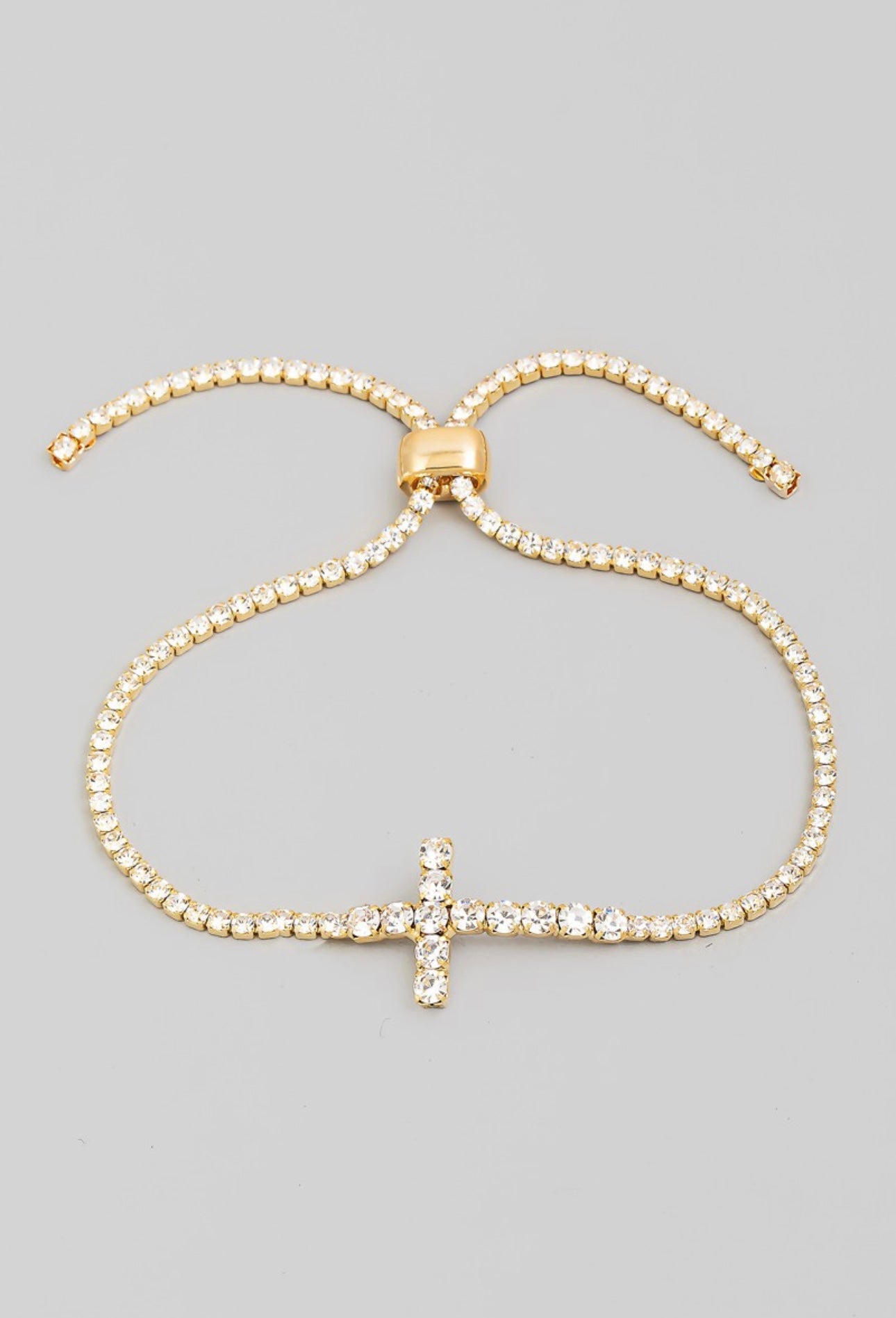 Rhinestone Cross Link Adjustable Bracelet