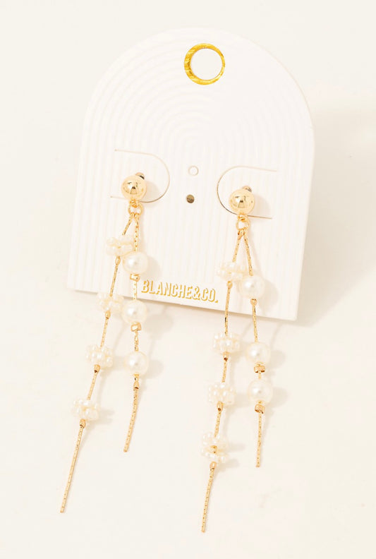 Pearly Beaded Dangle Earrings