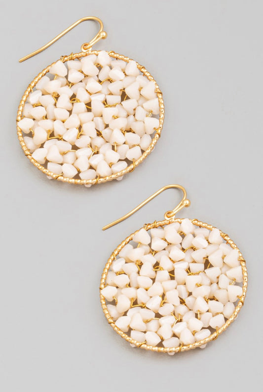 Beaded Disc Dangle Earrings