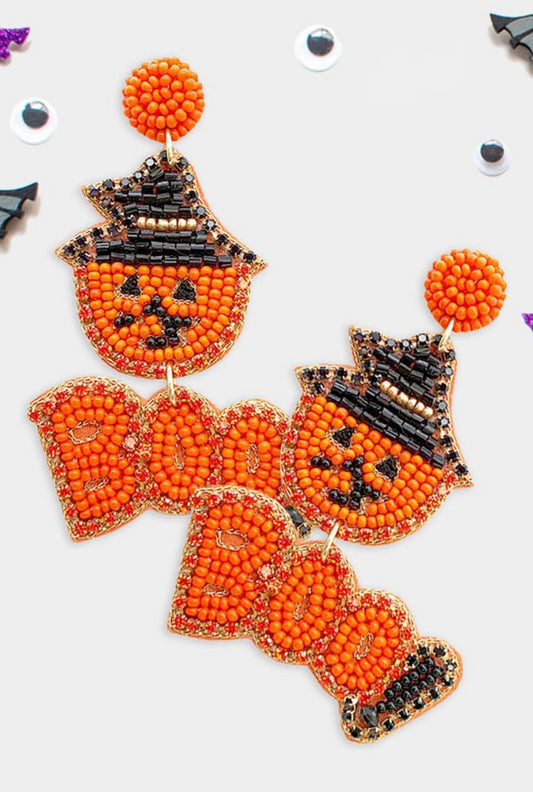 Orange BOO Pumpkin Earring