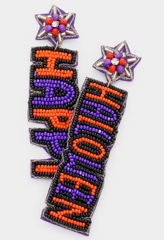 Orange/Purple Happy Halloween Earring