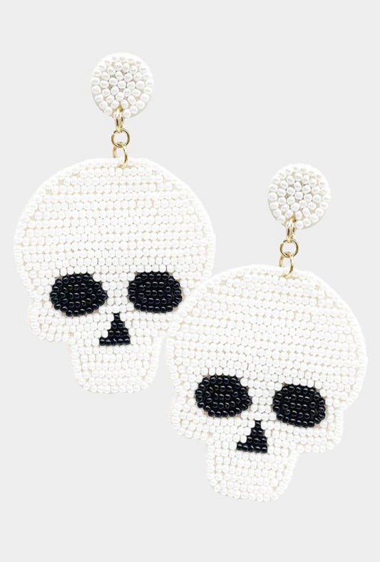 White Skull dangle Earring