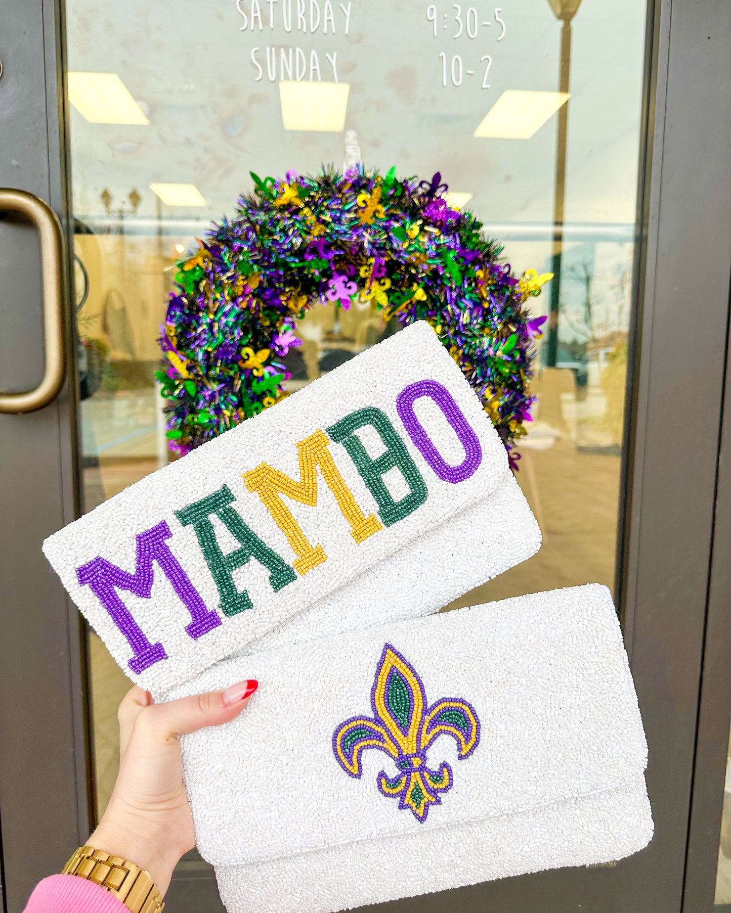 Mardi Gras purse clutch