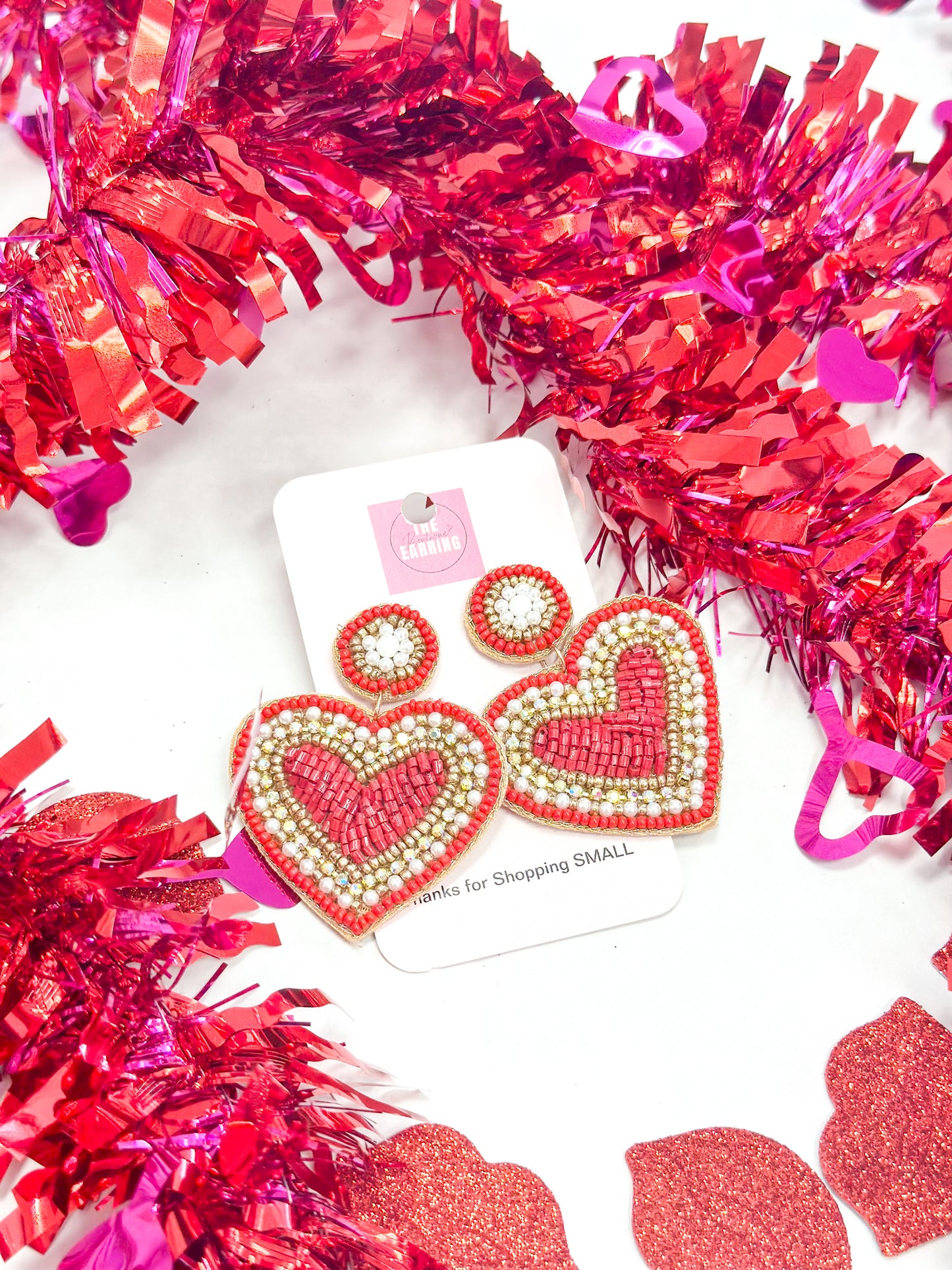 Red Diamond Heart Earrings