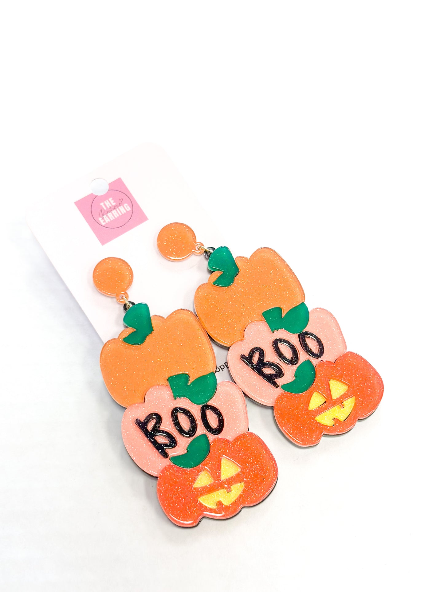 Resin Boo Pumpkin Earrings