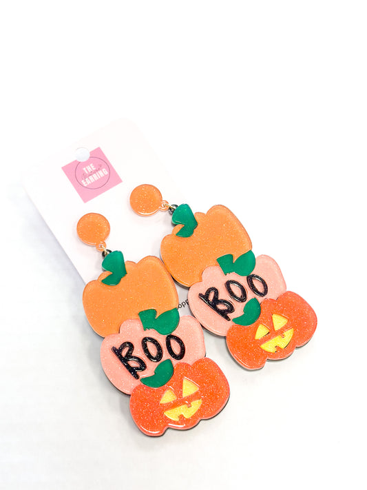 Resin Boo Pumpkin Earrings