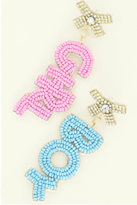 Gender Reveal Beaded Earrings