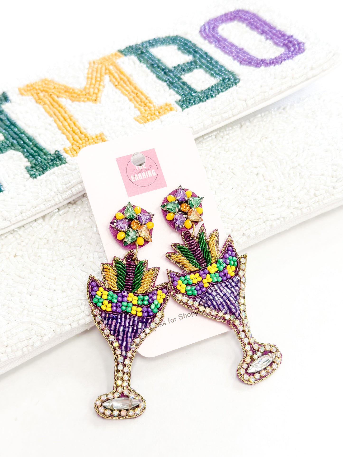 Mardi Mask Martini Earrings