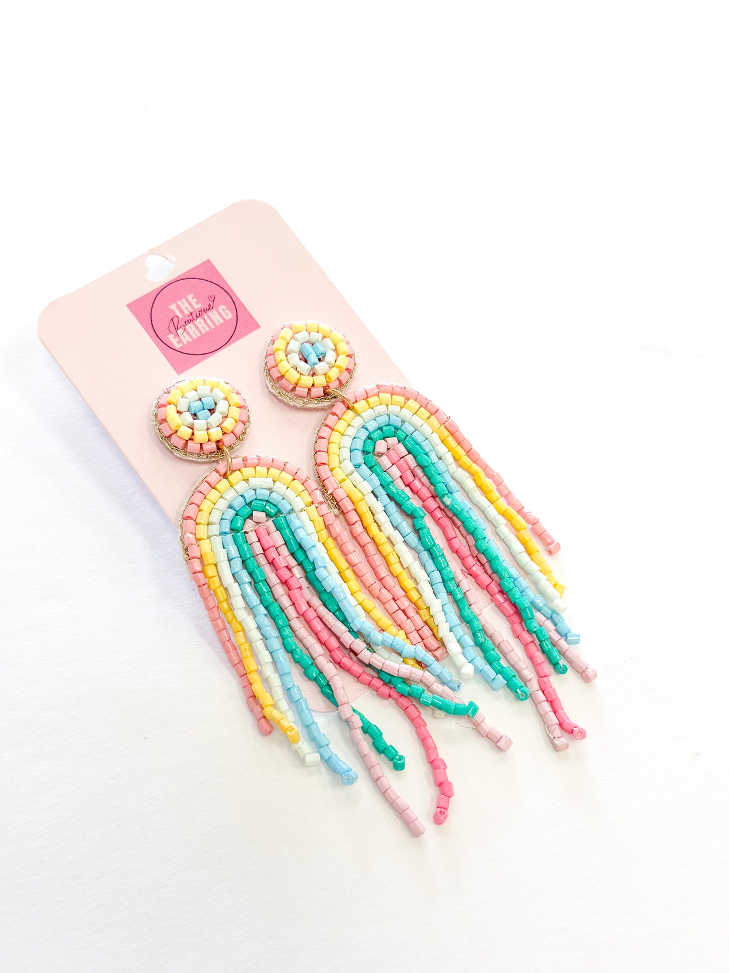 Multi Seed Bead Dangle Rainbow Earrings