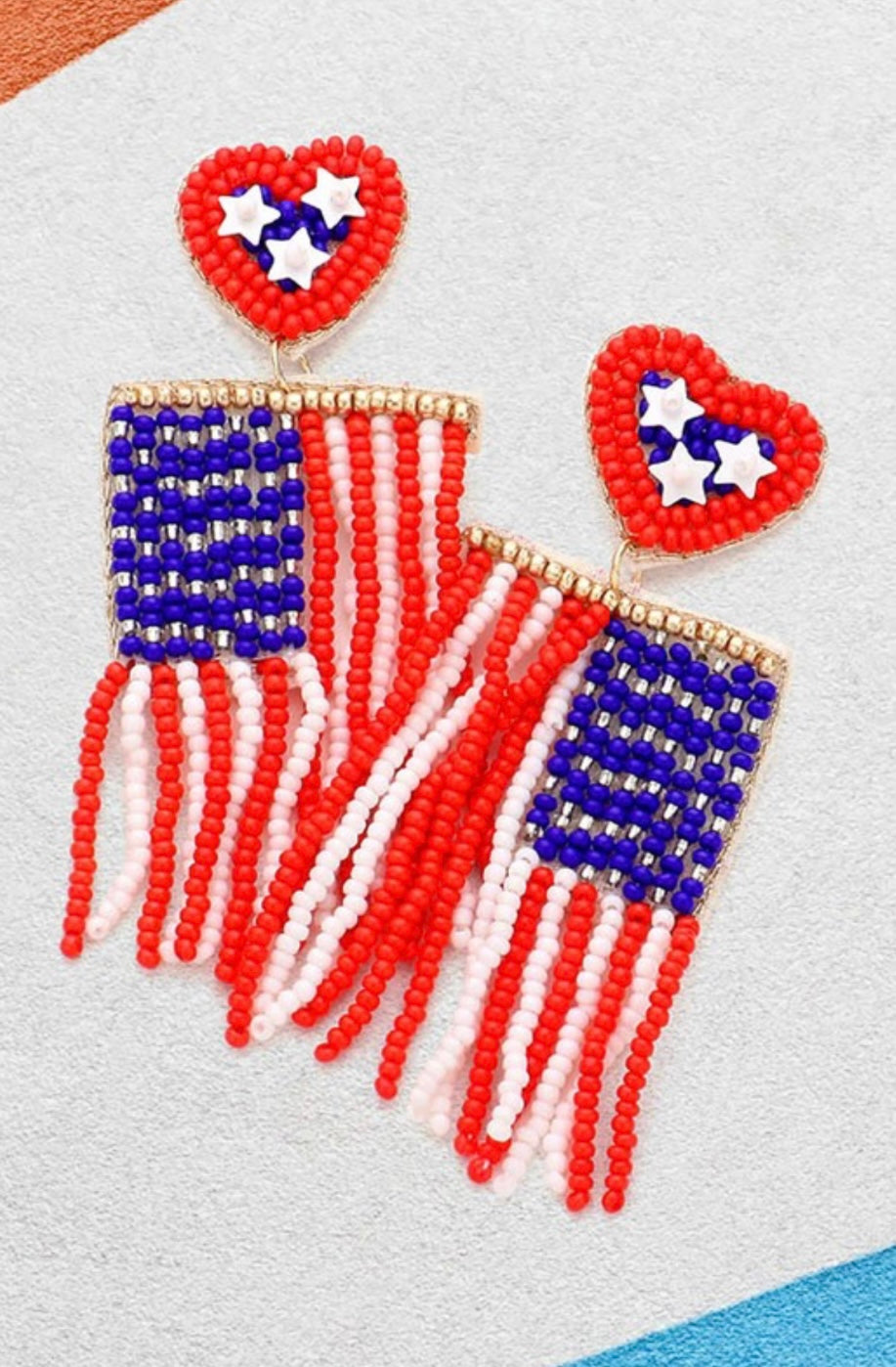 American Flag Fringe Earrings