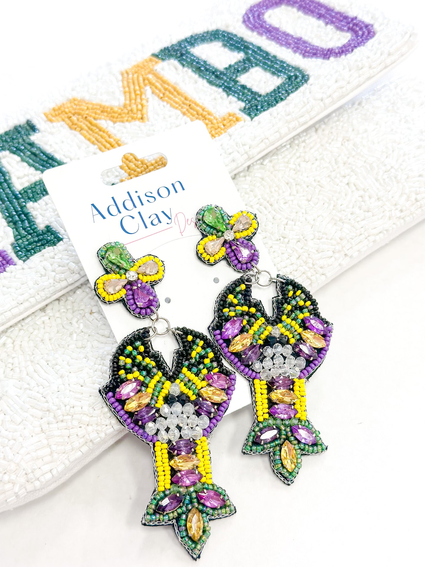 Purple and Gold Crawfish Earrings