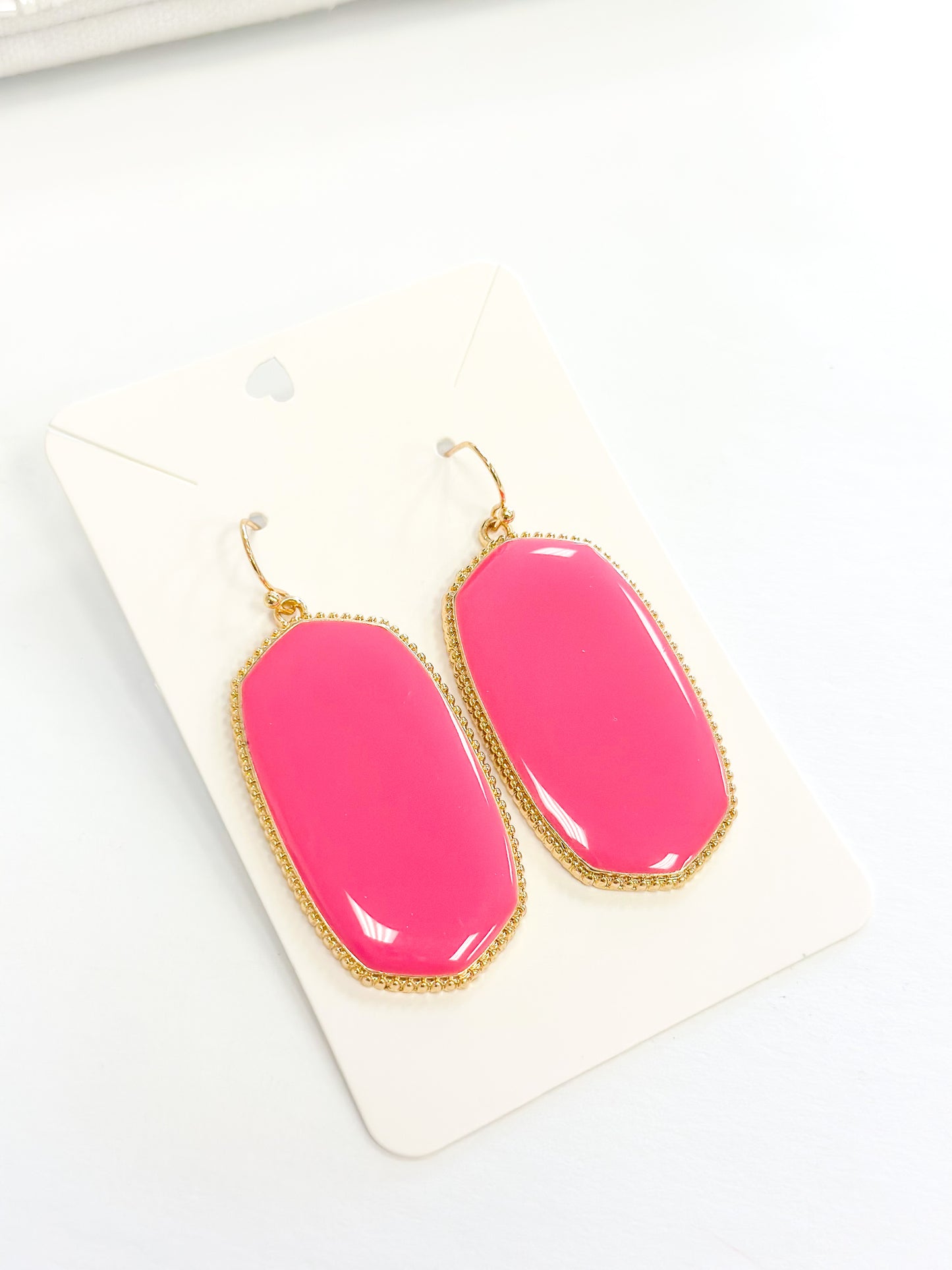 Fuchsia Hexagon Dangle Earring