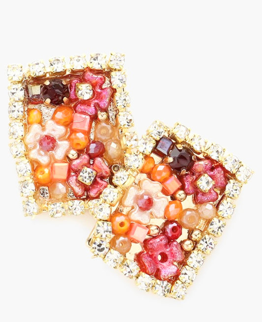 Multi bead Embellished Stud Earrings