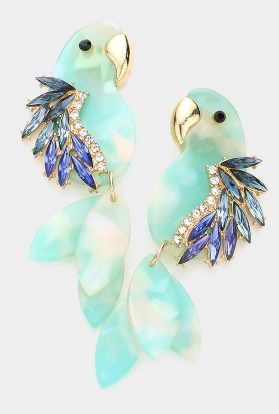 Blue Stone Parrot Earrings