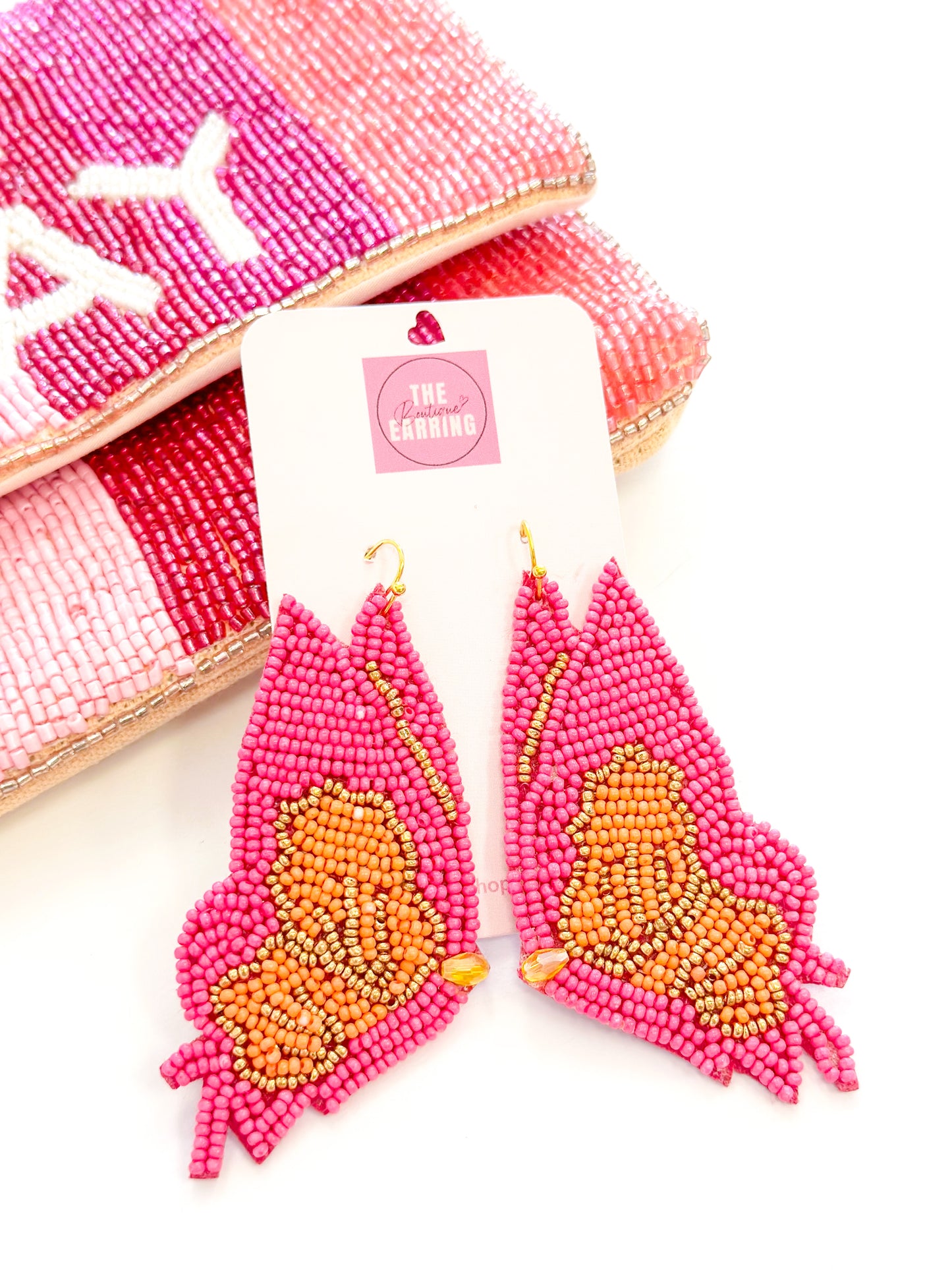 Fuchsia/Orange Butterfly Wing Earring