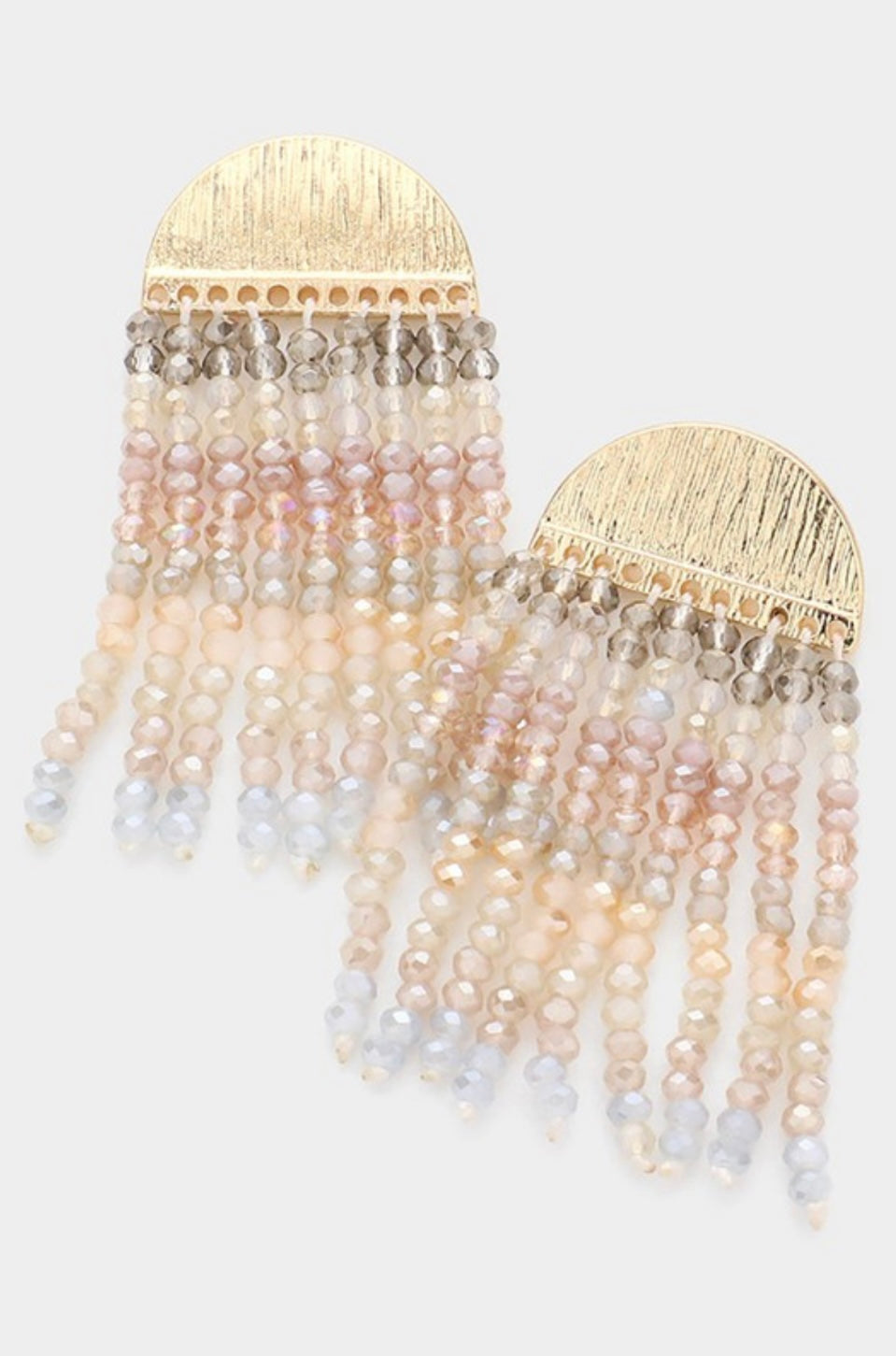 Neutral Ombré beaded Fringe Earrings