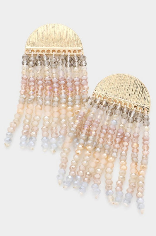 Neutral Ombré beaded Fringe Earrings