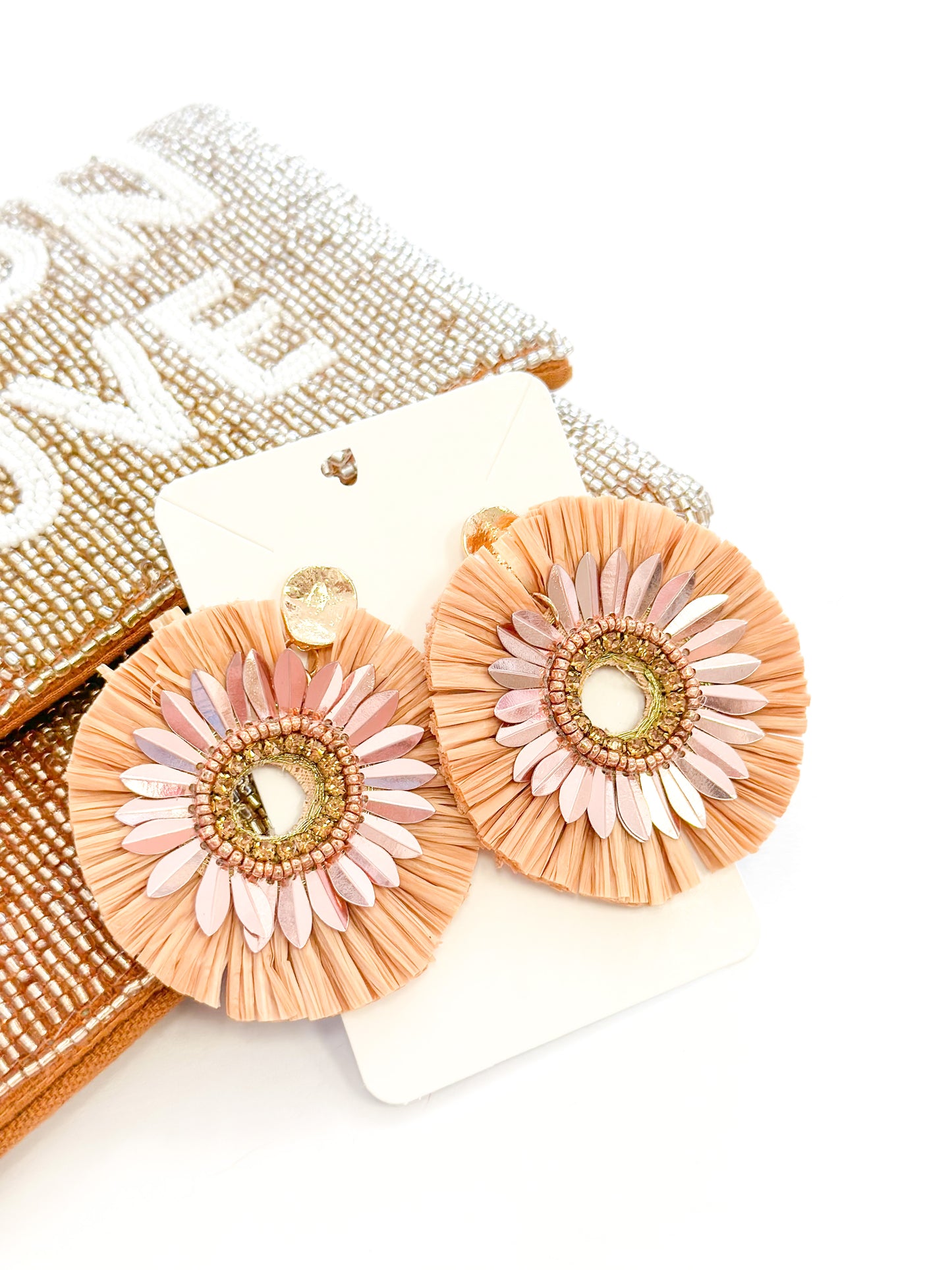 Copper Floral Raffia Earring