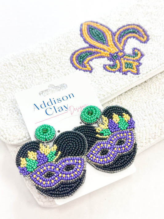 Mardi Gras Mickey Earrings