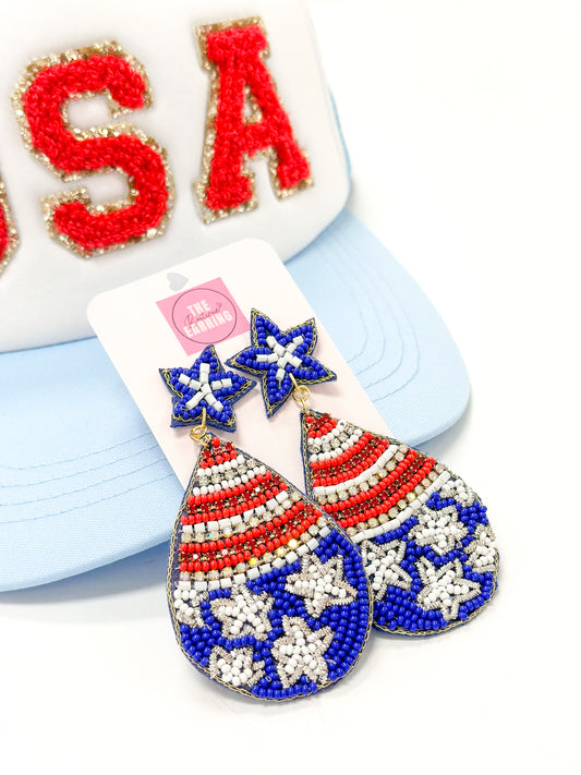 USA Flag Teardrop Earrings