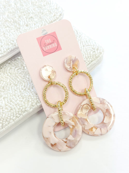 Gold/Pink Open Circle Link Earring