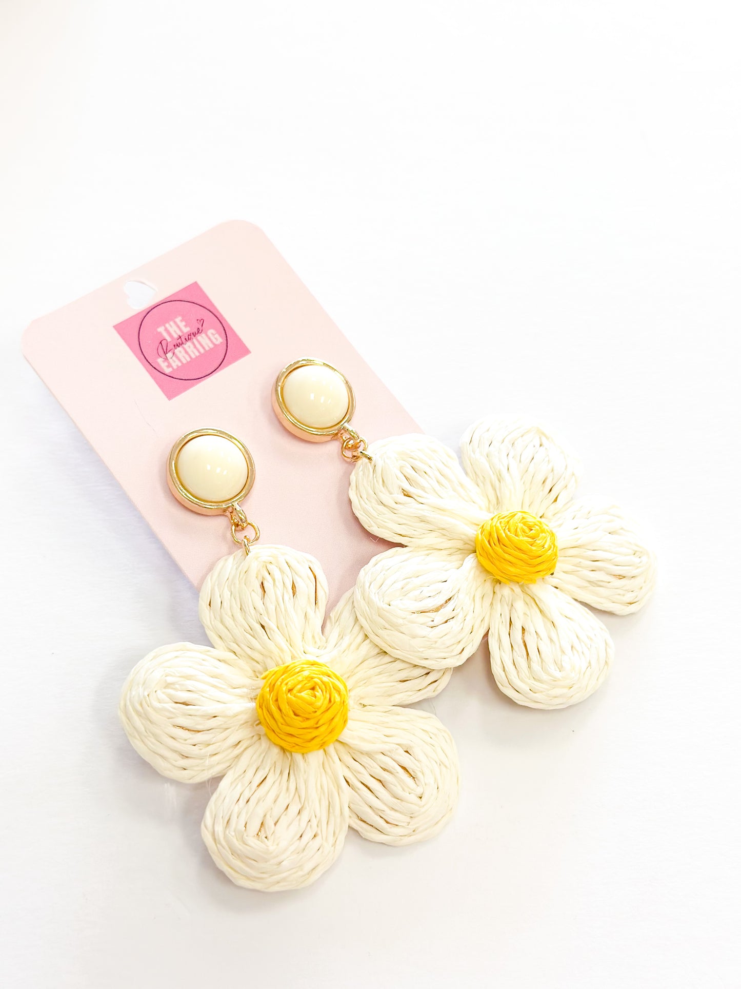 Ivory Flower Thread Earrings