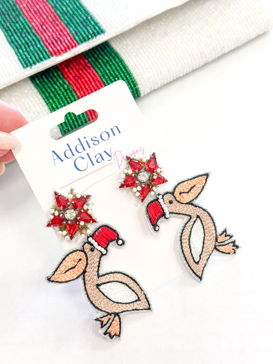 Christmas Pelican Earrings