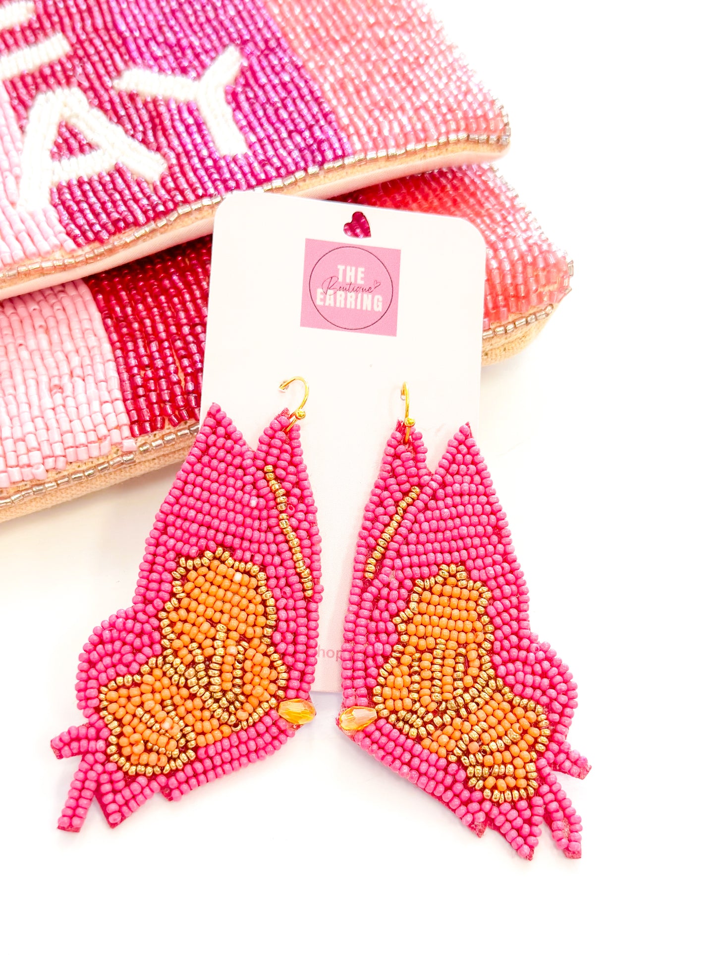 Fuchsia/Orange Butterfly Wing Earring