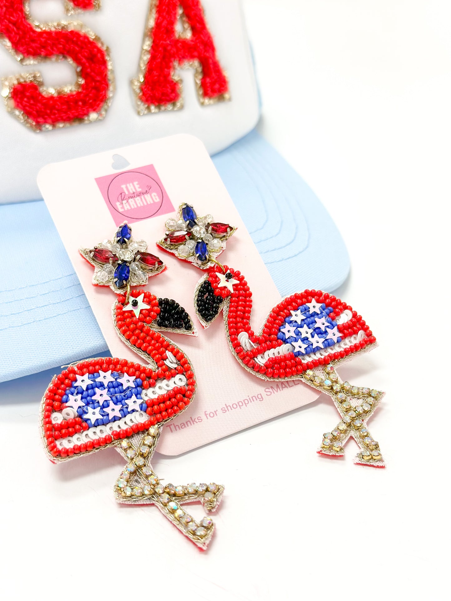 Patriotic Flamingo Earrings