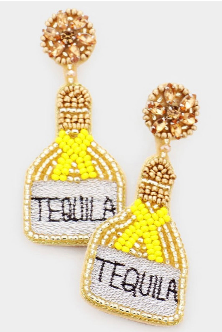 Yellow Beaded Tequila Earrings