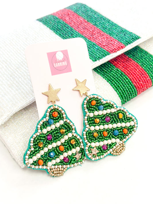 Star and Pearl Detail Tree Earrings