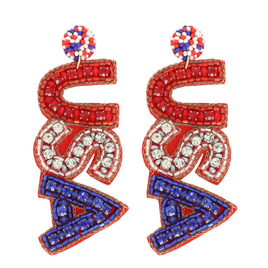 USA diamond beaded earring