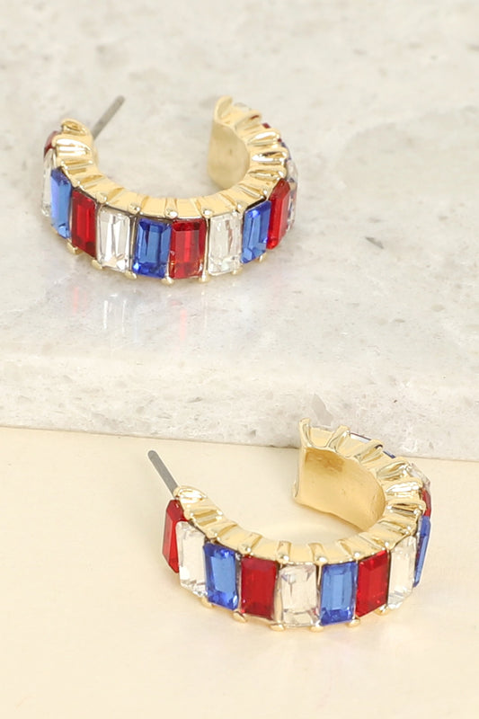 Red, White, Blue Crystal hoop