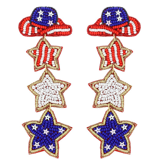 Western USA flag triple star shaped earrings